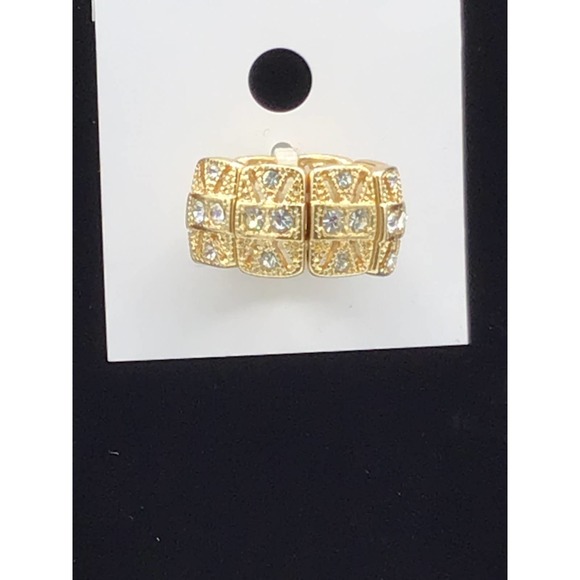 Gold And Rhinestone Stretch Ring - Picture 1 of 3